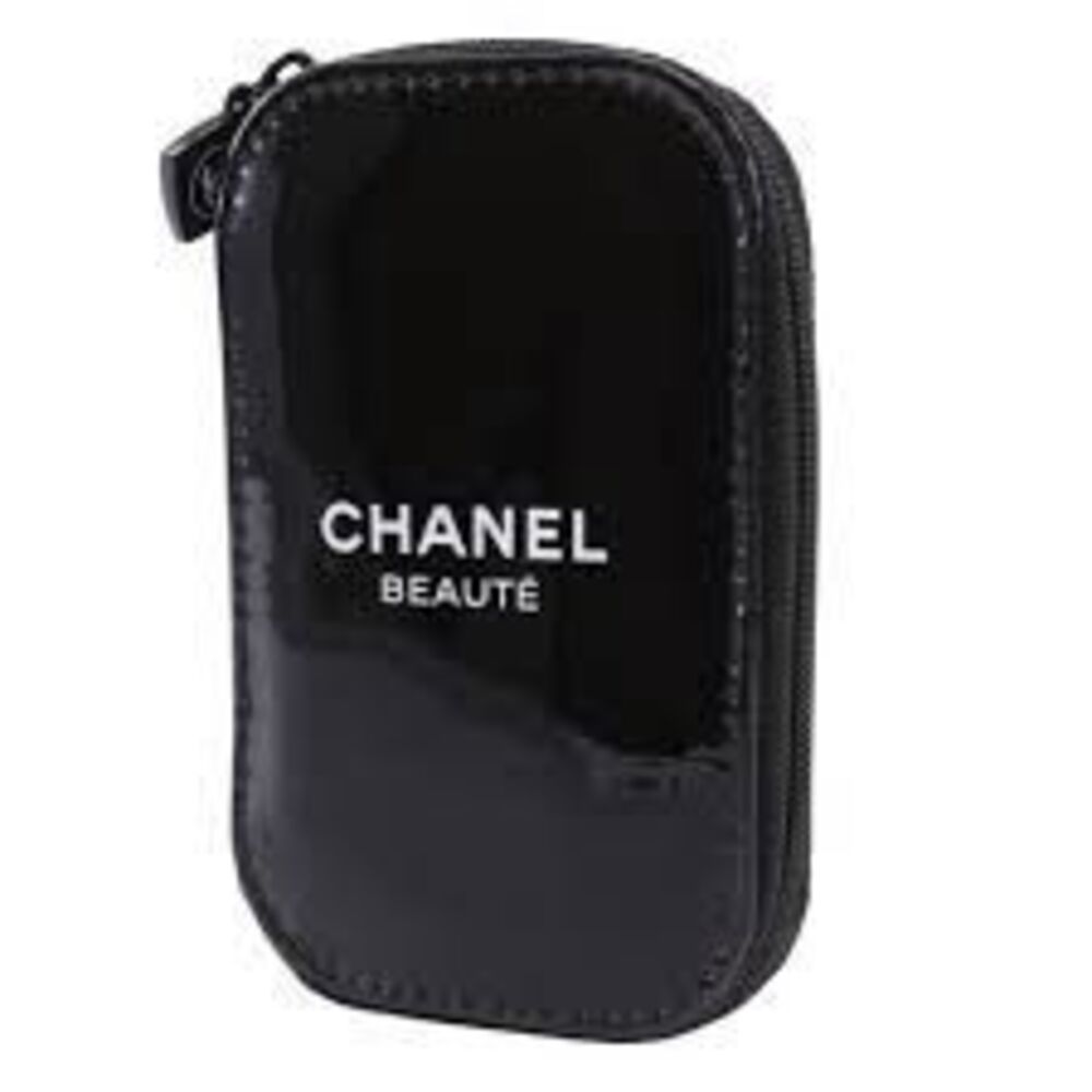 Chanel Beaute Novelty Nail Kit Glossy Black Zip Around Case Travel Manicure NEW